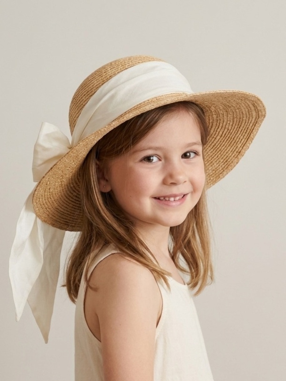 Ralph Lauren Raffia Straw Hat w/ Bow - Girls 4-6X